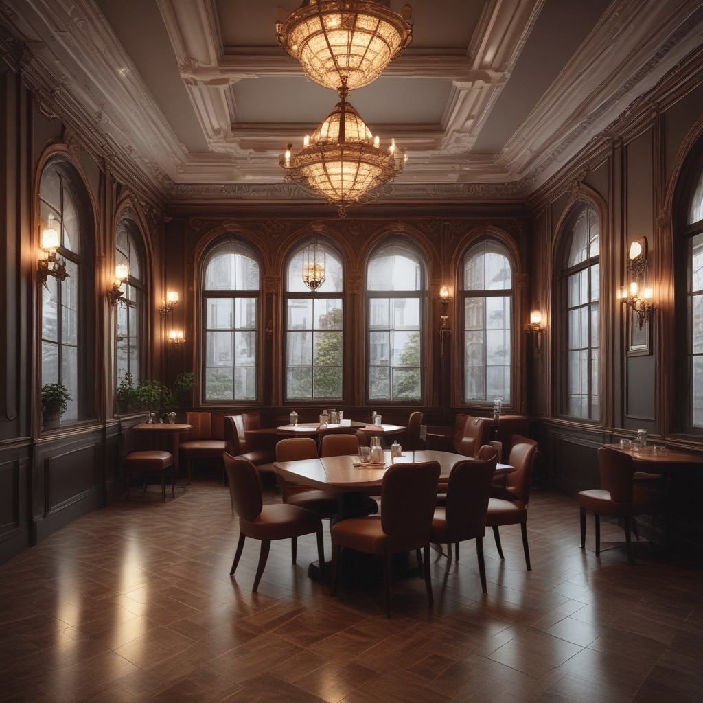 Luxurious and elegant interior of the cafe